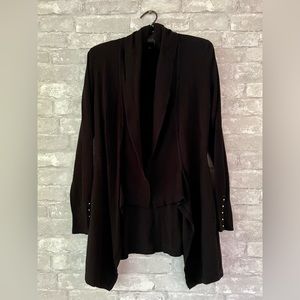 White House Black Market shawl collar open cardigan, size S.